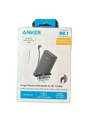 Anker Zolo Power Bank 20,000mAh 22.5W with Built-In USB-C Cable